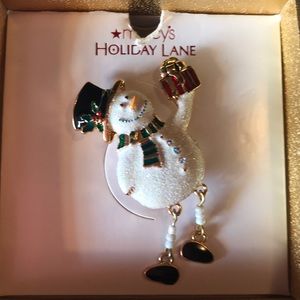 New In Box Snowman Brooch With Movable Legs Macy's Holiday Lane